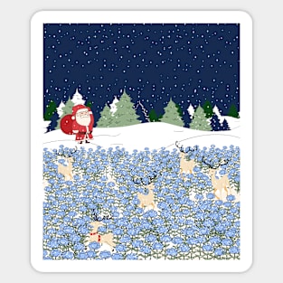 Santa and lost deers Sticker